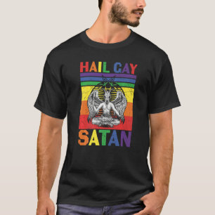 Retro Lgbt Rainbow Flag Hail Gay Satan Lgbt Goth G T-Shirt