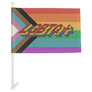 Retro LGBTQ+ Pride Car Flag