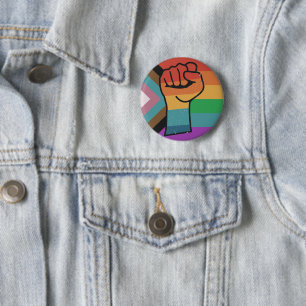 Retro LGBTQ+ Pride Fist Button