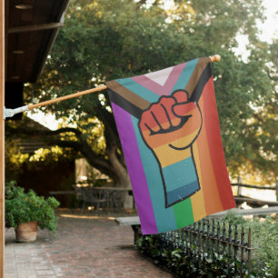 Retro LGBTQ+ Pride Fist House Flag