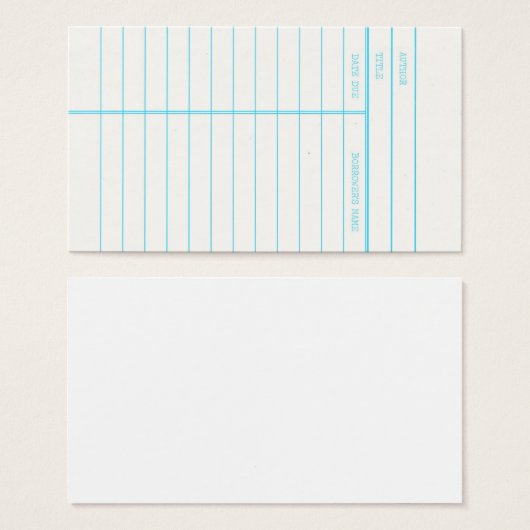Retro Library Book Date Due Card (Front & Back)