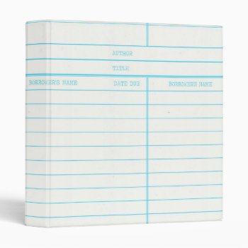 Retro Library Book Date Due Card 3 Ring Binder by EndlessVintage at Zazzle