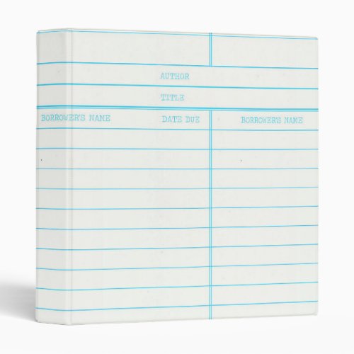 Retro Library Book Date Due Card 3 Ring Binder