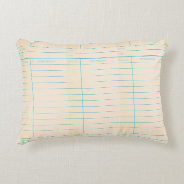 Retro Library Book Date Due Card Accent Pillow (Front)