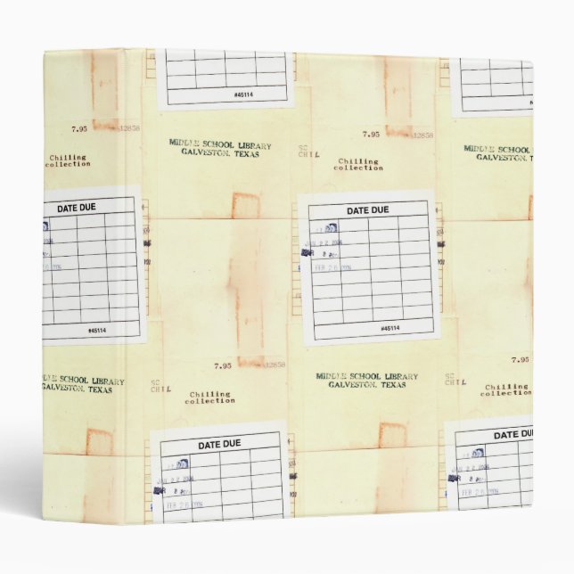 Retro Library Book Date Due Card Binder (Front/Spine)