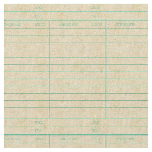 Retro Library Book Date Due Card Fabric