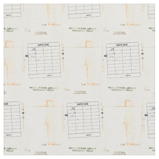 Retro Library Book Date Due Card Fabric