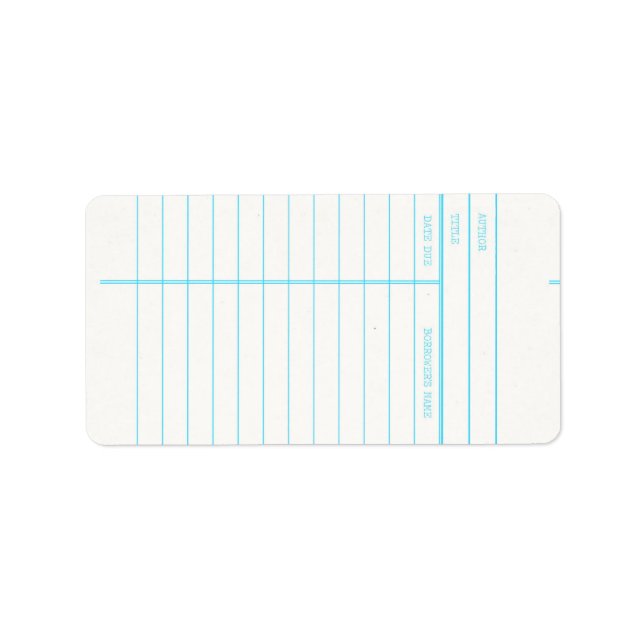 Retro Library Book Date Due Card Label (Front)