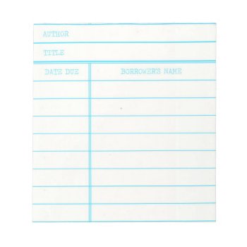 Retro Library Book Date Due Card Notepad by EndlessVintage at Zazzle