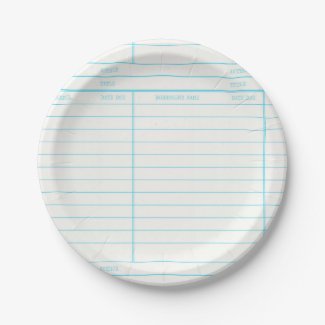 Retro Library Book Date Due Card Paper Plate