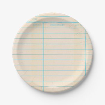 Retro Library Book Date Due Card Paper Plates by EndlessVintage at Zazzle