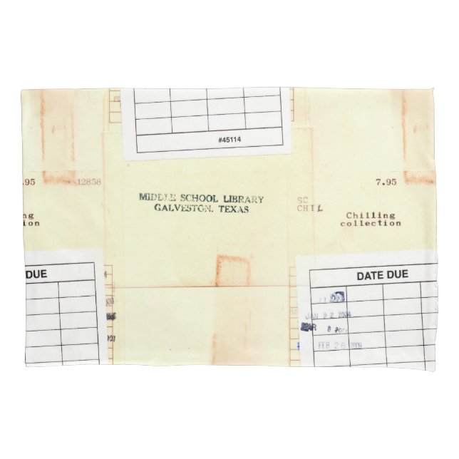 Retro Library Book Date Due Card Pillow Case (Front)