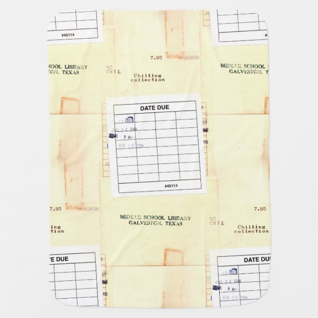 Retro Library Book Date Due Card Stroller Blanket (Front)