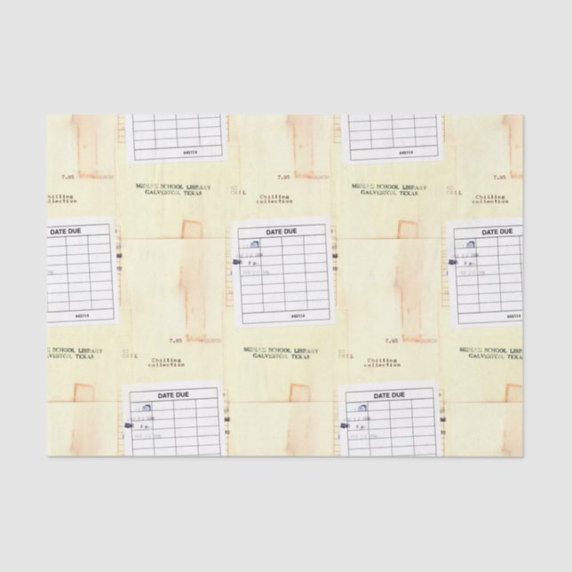 Retro Library Book Date Due Card Tissue Paper (Front)