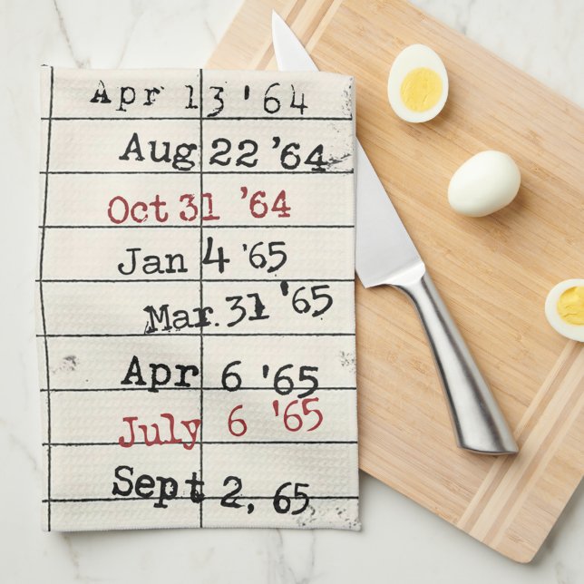 Retro Library Card   Kitchen Towel (Quarter Fold)