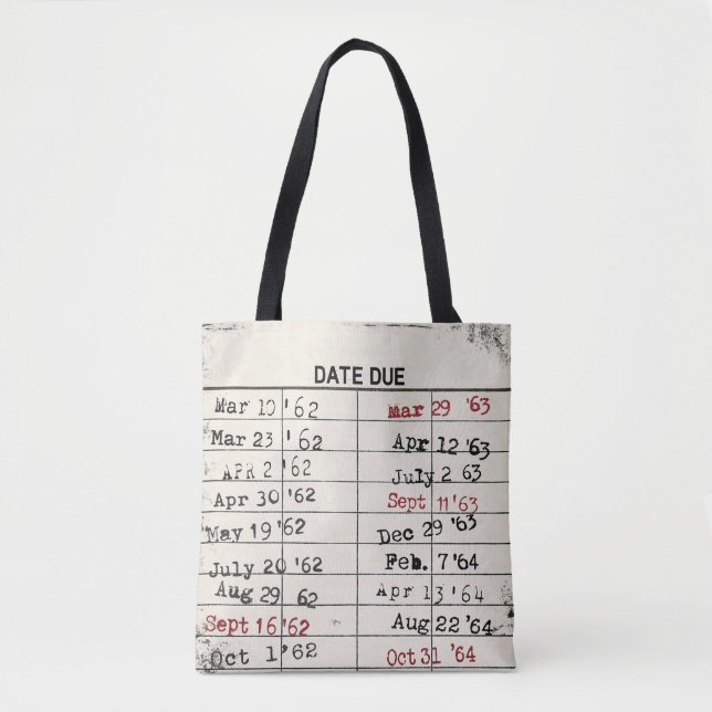 Retro Library Card  Tote Bag (Front)