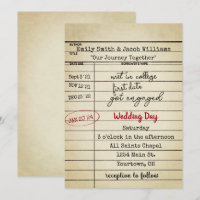 Retro Library Card Wedding Invite
