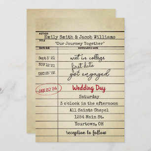 Retro Library Card Wedding Invite