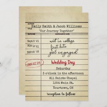 Retro Library Card Wedding Invite by dryfhout at Zazzle