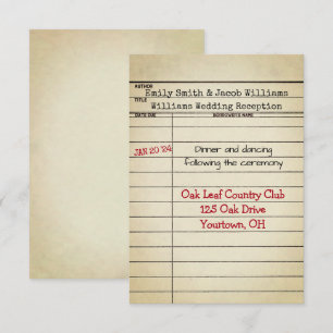 Retro Library Card Wedding Reception