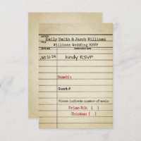 Retro Library Card Wedding RSVP