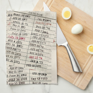 Retro Library Cards Kitchen Towel