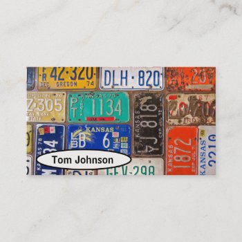 Retro License Plate Collection Business Card by dryfhout at Zazzle