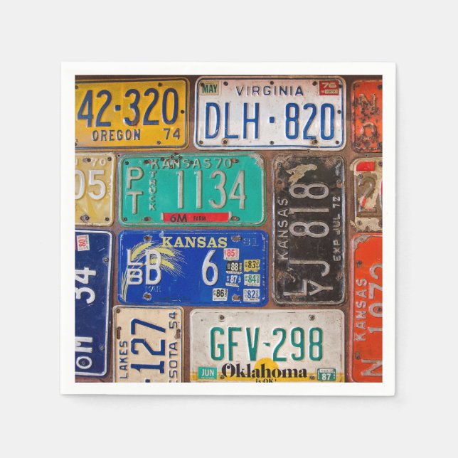 retro license plate collection napkins (Front)