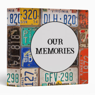Retro License Plates Scrapbook 3 Ring Binder
