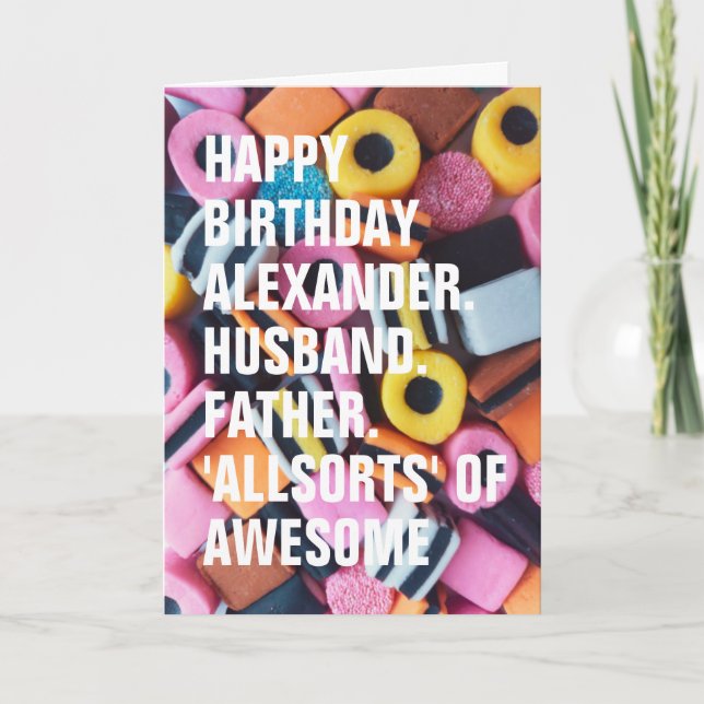  Retro Licorice Allsorts Custom Text Birthday  Card (Front)