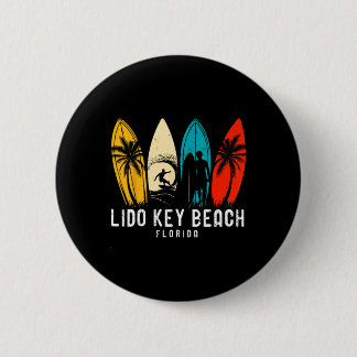 Retro Lido Key Beach Florida Surfboarder Design Fo Button
