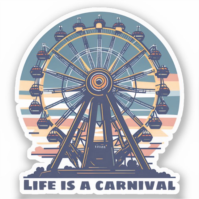 Retro Life is a Carnival Sticker (Front)