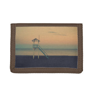 Retro Lifeguard Beach Tower Sunset Photo Trifold Wallet