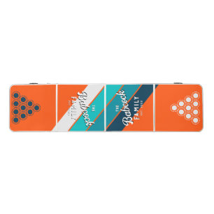 Retro Lifeguard Striped Family Name & Year Beer Pong Table