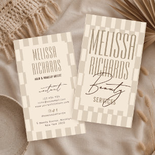 Retro Light Beige Groovy Beauty Lashes Makeup Spa Business Card