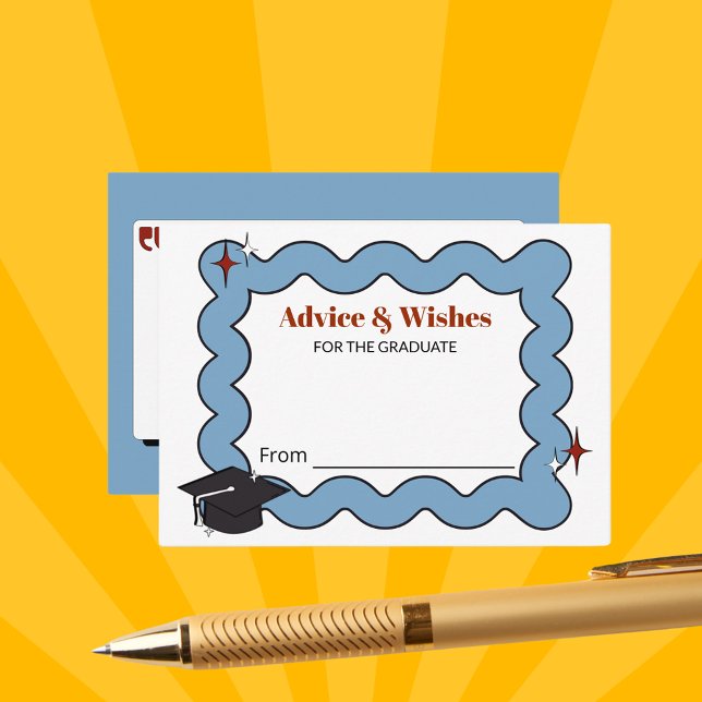 Retro light blue advice & wishes graduation  enclosure card (Creator Uploaded)