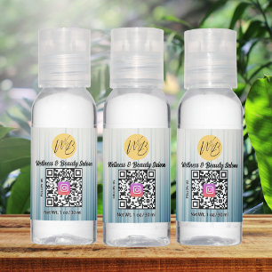 Retro Light Blue Saloon Business Instagram Qr Code Hand Sanitizer