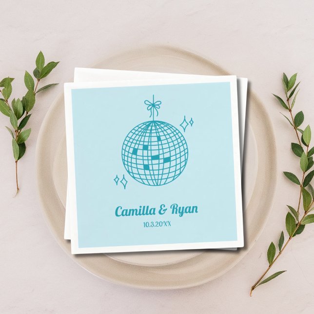Retro Light Blue Teal Disco Wedding Decor Napkins (Retro Light Blue Teal Disco Wedding Decor Napkins
)