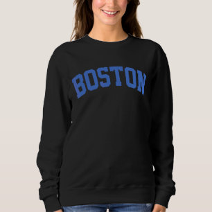 Retro Light Blue Varsity Style Letter Boston Yello Sweatshirt