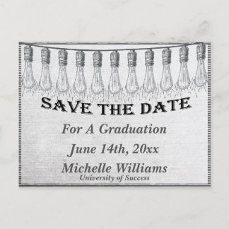Retro Light Bulb Save The Date Announcement Postcard