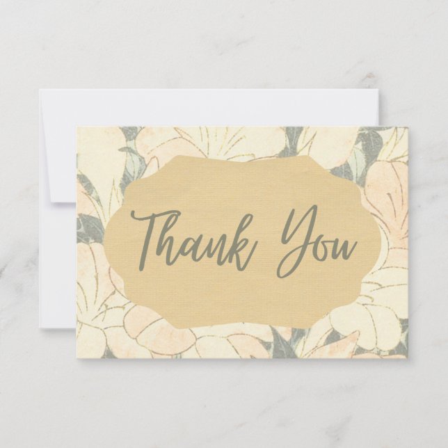 Retro Light Floral Print Thank You Card (Front)