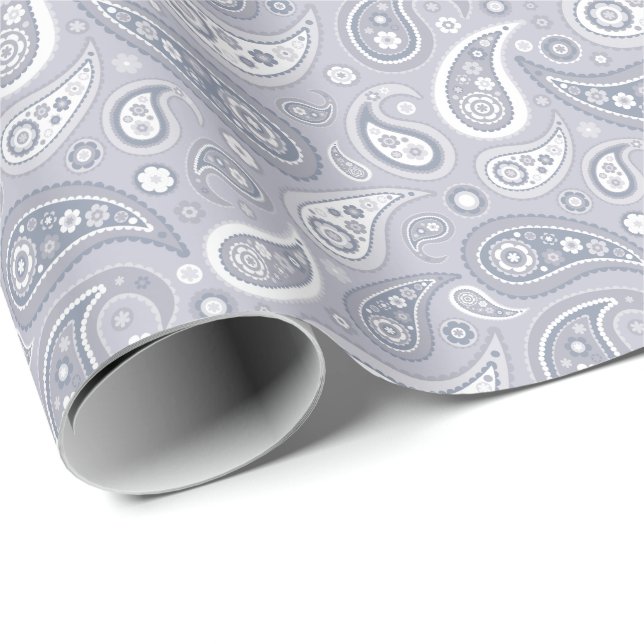 Retro Light Gray Paisley Wrapping Paper (Roll Corner)