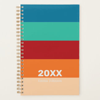Retro Light Orange Pumpkin Blue Stripe 2026 Name Planner