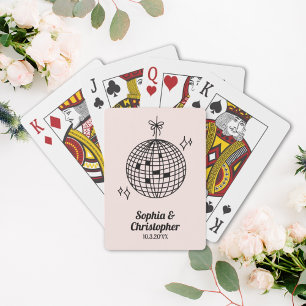 Retro Light Pink Disco Ball Wedding Personalized Poker Cards