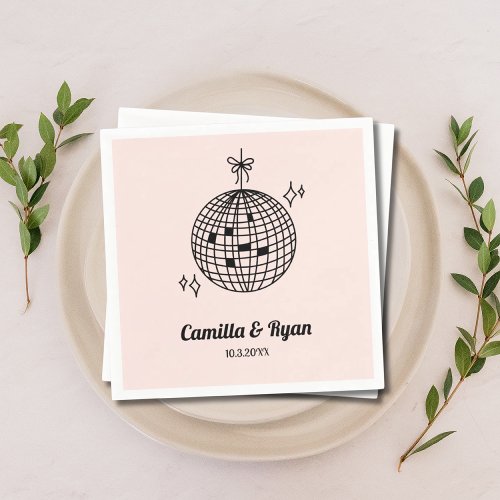 Retro Light Pink Disco Wedding Decor Napkins