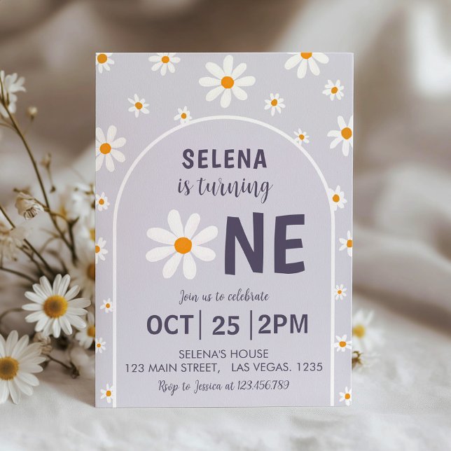 Retro Light Purple First Birthday Party Invitation (Creator Uploaded)