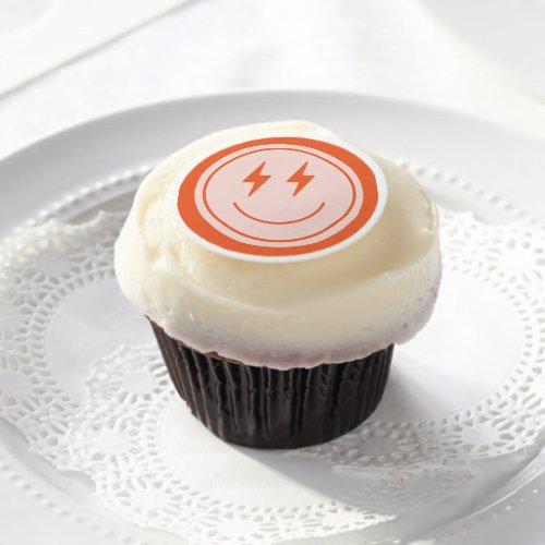 Retro Lightening Bolt Happy Face Edible Frosting Rounds