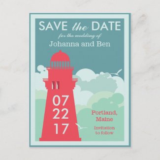 Retro Lighthouse Poster Save the Date Postcard