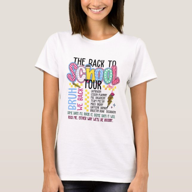 Retro Lightning Bolt Back To School Tour Teacher K T-Shirt (Front)