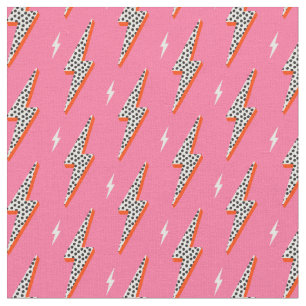 Retro Lightning bolt thunder flash red Fabric